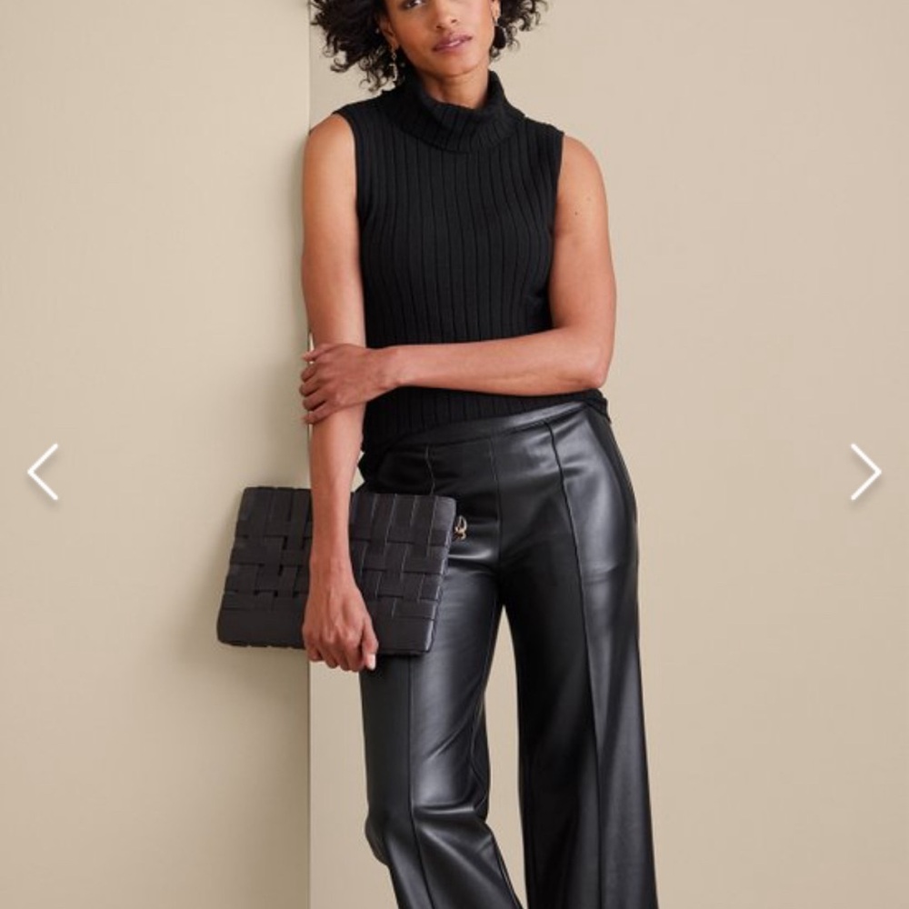 NWT Soft Surroundings Rivka Faux Leather Black Pants Large L